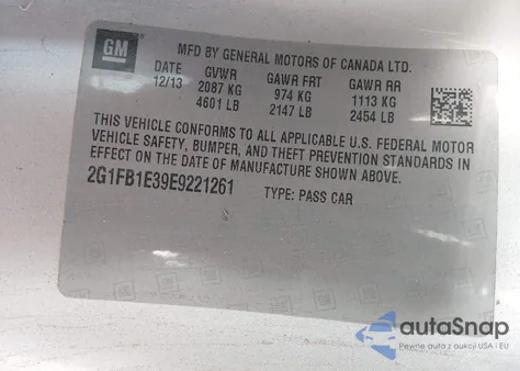 2014 Chevrolet Camaro 1Lt из США, поврежденный, VIN 2G1FB1E39E9221261